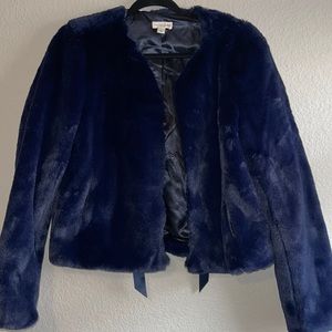 Women’s Navy Blue Faux Fur Jacket Size Large
